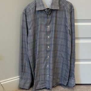 Eton Men's Gray Checkered Button Down Shirt